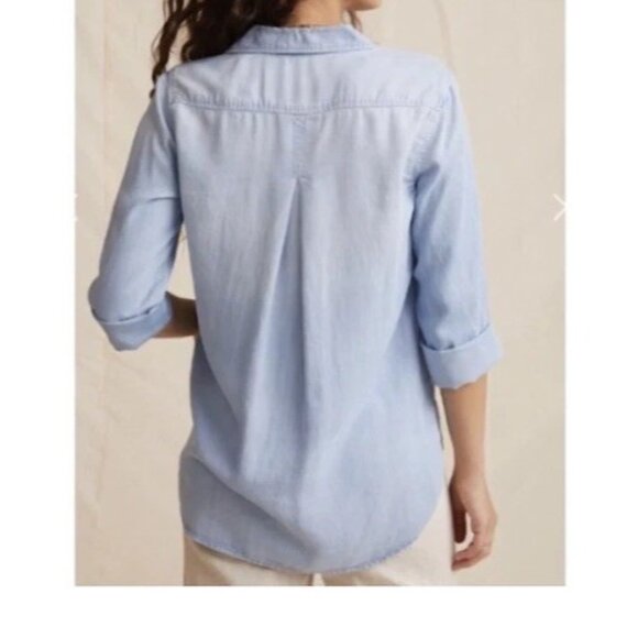 Cloth & Stone Button Down Shirt Womens Medium Light Blue Lyocell Pullover Top‎ - Picture 2 of 16